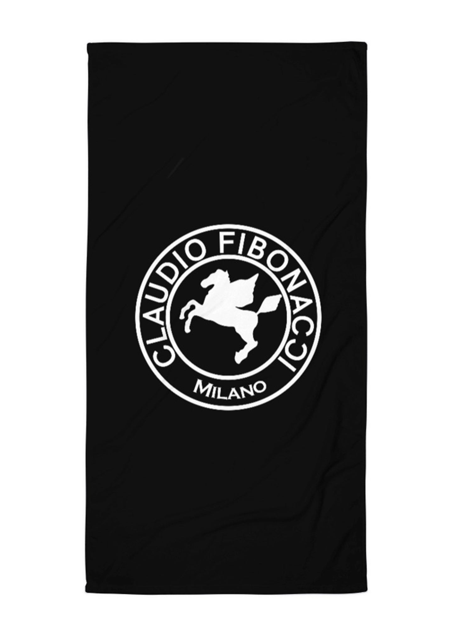 Beach Towel Black Claudio Fibonacci Logo